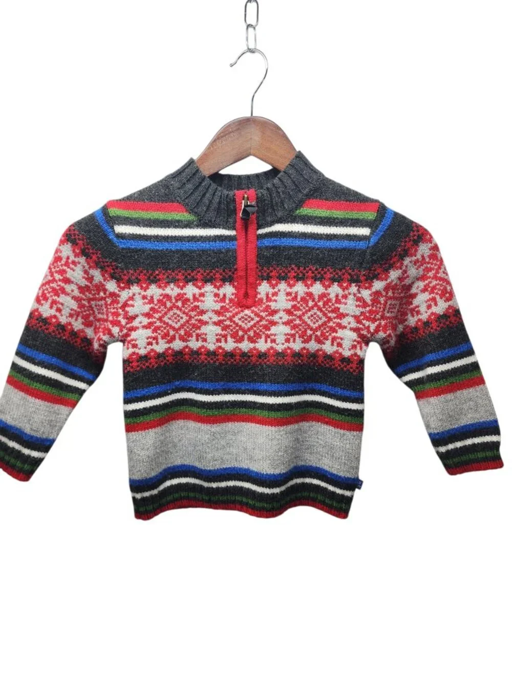 Old Navy Kids Knit Sweater Size 4T Fair Isle Nordic Christmas Pattern 1/4 Zip
